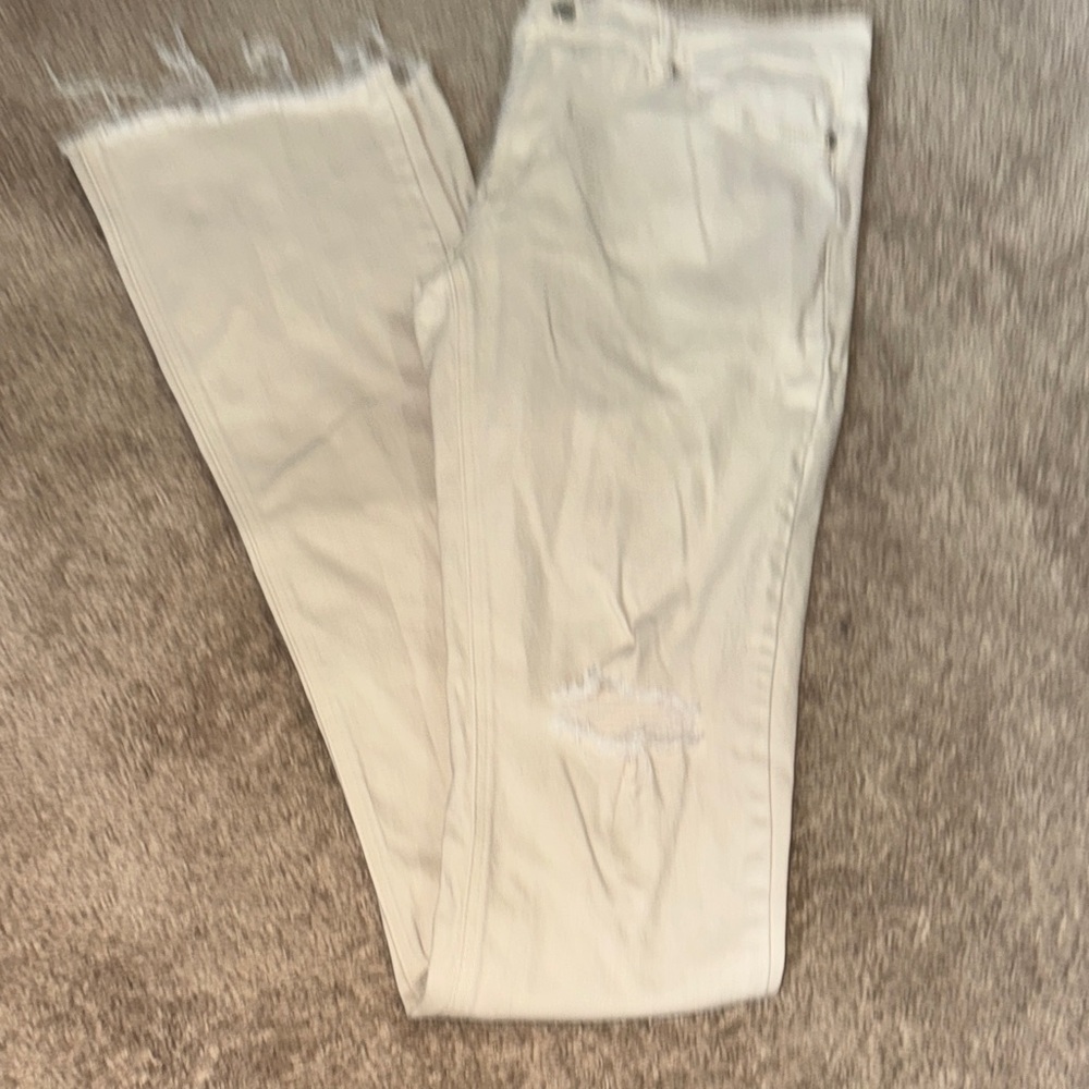 Rockstar Original Super Stack Distressed Cream Jeans size 38